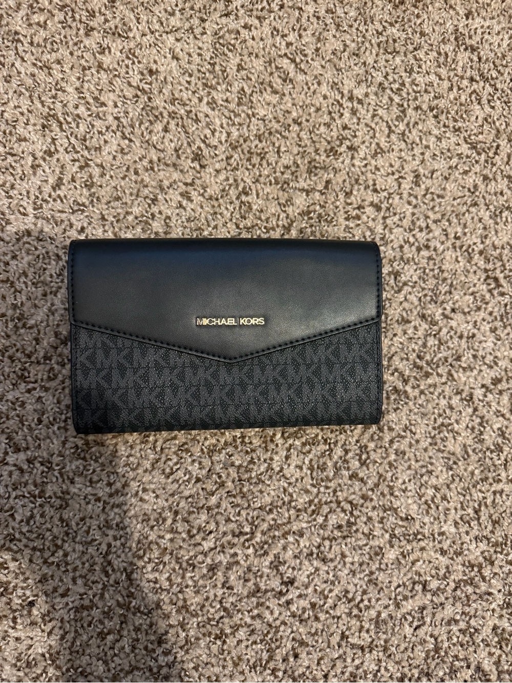 Michael Kors Black MK Logo Bifold Wallet with Gold Logo